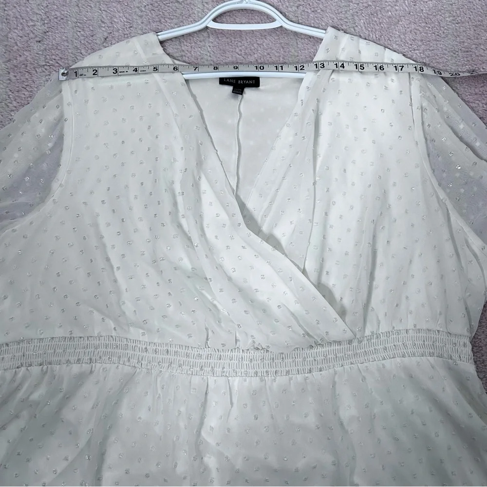 Lane Bryant Elegant Cream Long Sleeve Blouse High Low Hem Size 22/24 Office Boho - Picture 6 of 11